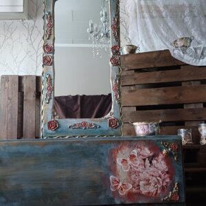 artistic cabinet with mirror – handcrafted vintage style